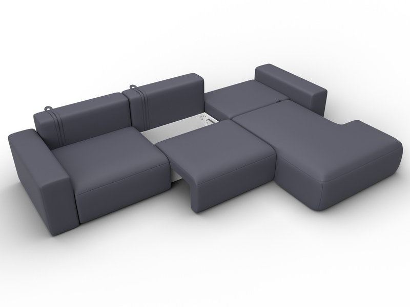 Диван угловой Лига-036 НПБ Классик Лонг правый угол, Экокожа, GRIFON 15 серый