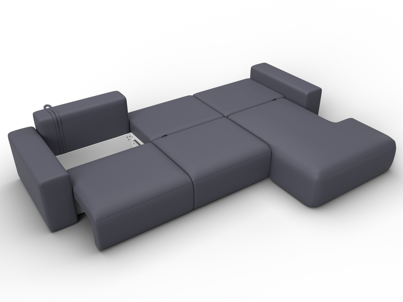 Диван угловой Лига-036 НПБ Классик Лонг правый угол, Экокожа, GRIFON 15 серый