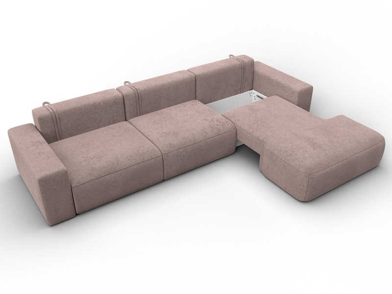 Диван угловой Лига-036 НПБ Классик Лонг правый угол, Велюр, TOWER 05 бежевый