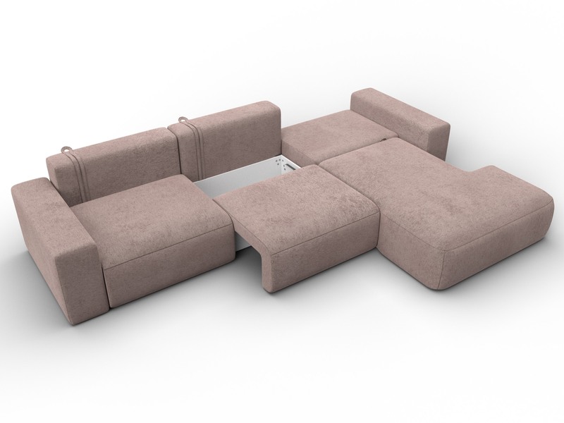 Диван угловой Лига-036 НПБ Классик Лонг правый угол, Велюр, TOWER 05 бежевый