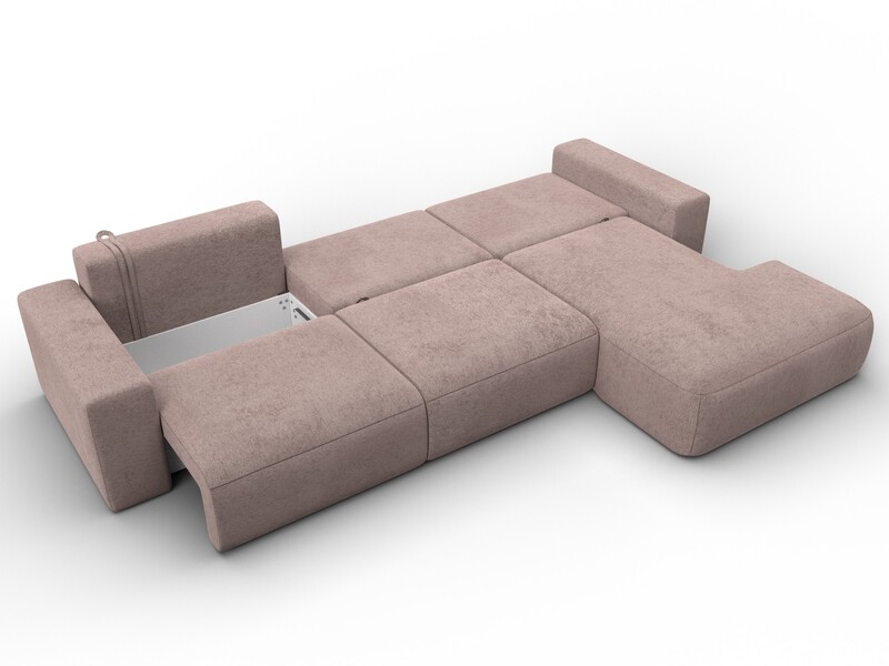 Диван угловой Лига-036 НПБ Классик Лонг правый угол, Велюр, TOWER 05 бежевый