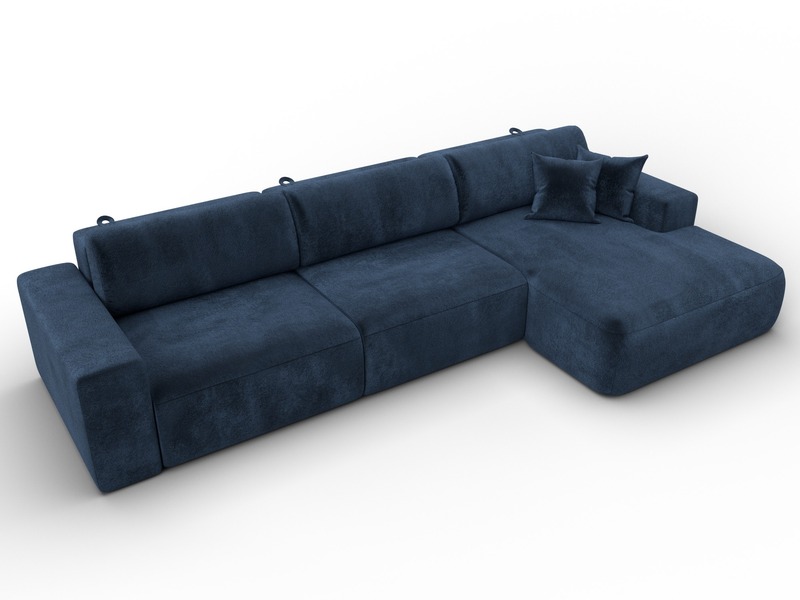 Диван угловой Лига-036 НПБ Классик Лонг правый угол, Велюр, TOWER 13 синий