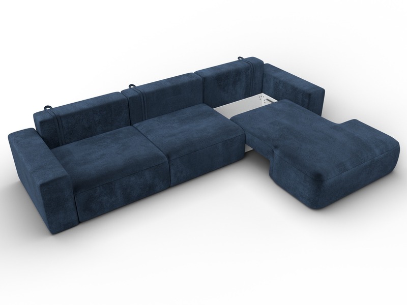 Диван угловой Лига-036 НПБ Классик Лонг правый угол, Велюр, TOWER 13 синий