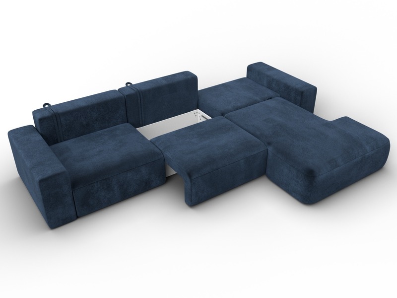 Диван угловой Лига-036 НПБ Классик Лонг правый угол, Велюр, TOWER 13 синий