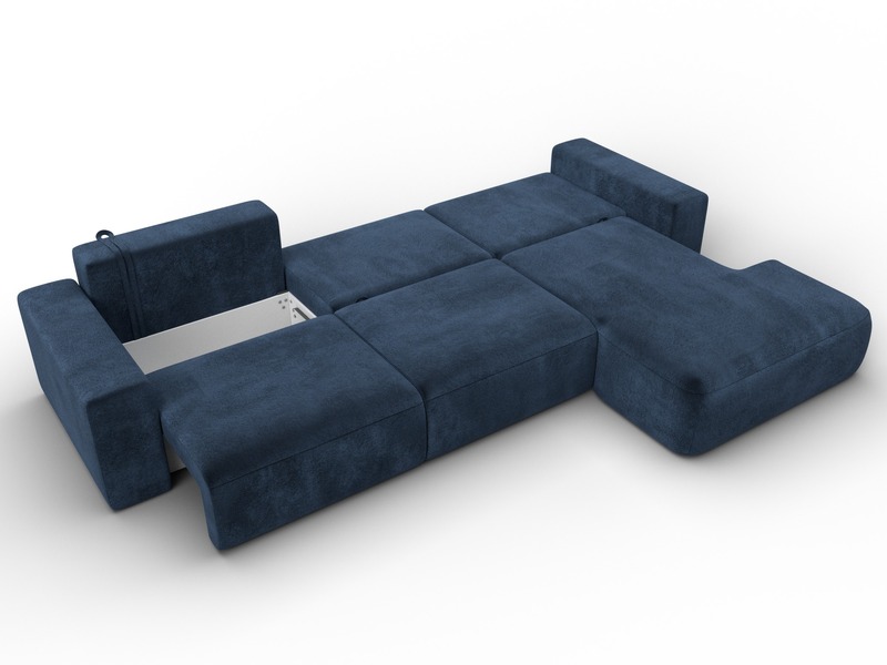 Диван угловой Лига-036 НПБ Классик Лонг правый угол, Велюр, TOWER 13 синий