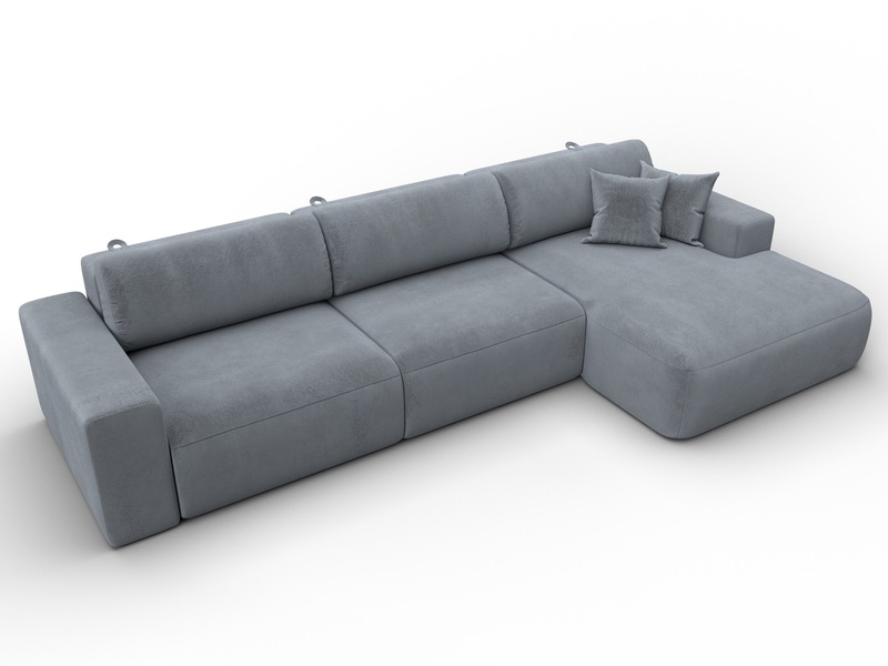 Диван угловой Лига-036 НПБ Классик Лонг правый угол, Велюр, TOWER 10 серый