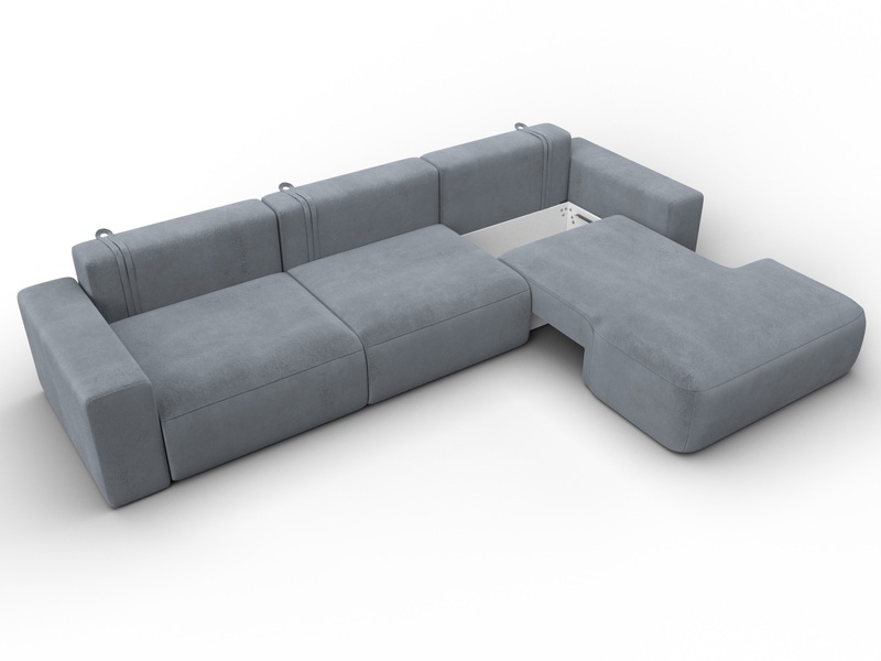 Диван угловой Лига-036 НПБ Классик Лонг правый угол, Велюр, TOWER 10 серый