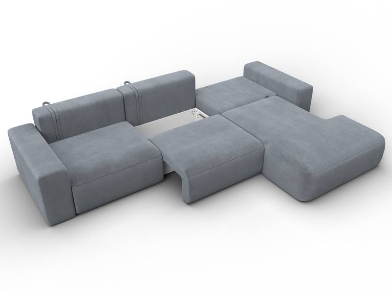 Диван угловой Лига-036 НПБ Классик Лонг правый угол, Велюр, TOWER 10 серый