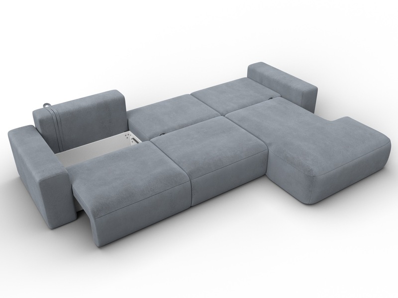 Диван угловой Лига-036 НПБ Классик Лонг правый угол, Велюр, TOWER 10 серый