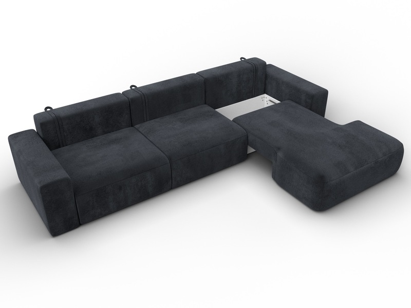 Диван угловой Лига-036 НПБ Классик Лонг правый угол, Велюр, TOWER 11 темно-серый