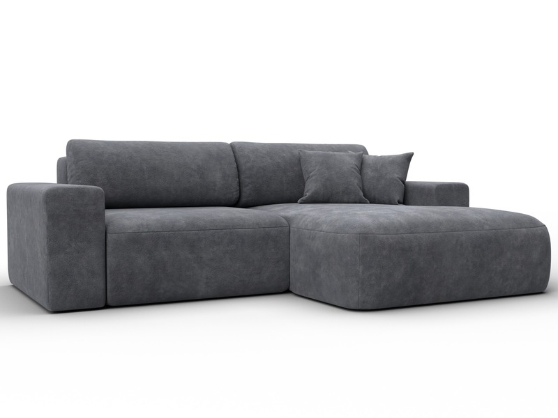 Диван угловой Лига-036 НПБ Классик правый угол, Велюр, BRUT 16 темно-серый