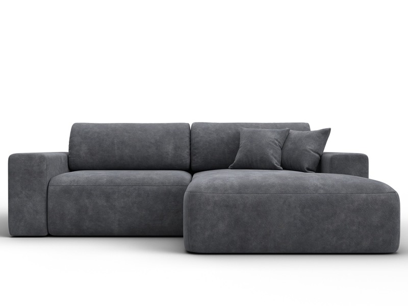 Диван угловой Лига-036 НПБ Классик правый угол, Велюр, BRUT 16 темно-серый