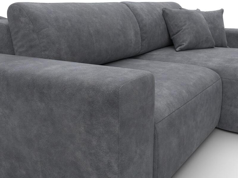 Диван угловой Лига-036 НПБ Классик правый угол, Велюр, BRUT 16 темно-серый