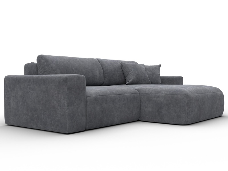 Диван угловой Лига-036 НПБ Классик правый угол, Велюр, BRUT 16 темно-серый