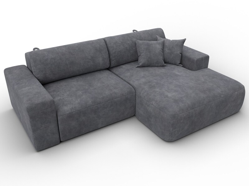 Диван угловой Лига-036 НПБ Классик правый угол, Велюр, BRUT 16 темно-серый