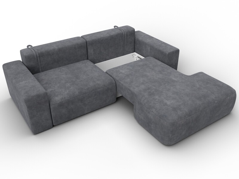 Диван угловой Лига-036 НПБ Классик правый угол, Велюр, BRUT 16 темно-серый