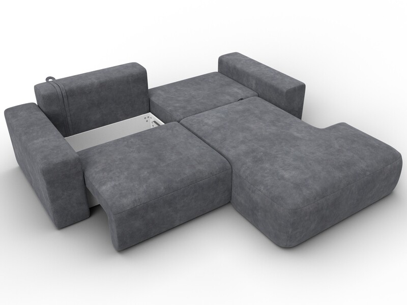 Диван угловой Лига-036 НПБ Классик правый угол, Велюр, BRUT 16 темно-серый