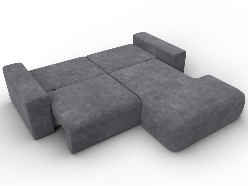 Диван угловой Лига-036 НПБ Классик правый угол, Велюр, BRUT 16 темно-серый