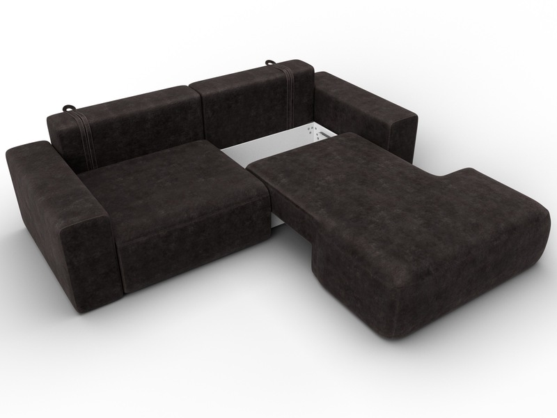 Диван угловой Лига-036 НПБ Классик правый угол, Велюр, BRUT 17 коричневый