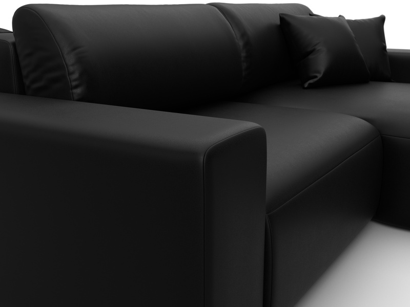 Диван угловой Лига-036 НПБ Классик правый угол, Экокожа, GRIFON 18 черный