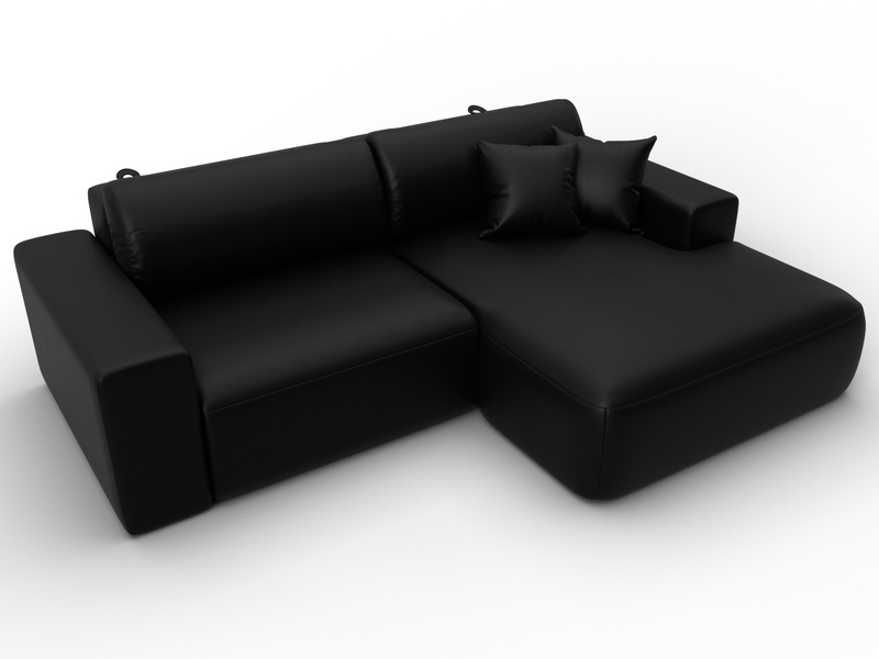 Диван угловой Лига-036 НПБ Классик правый угол, Экокожа, GRIFON 18 черный