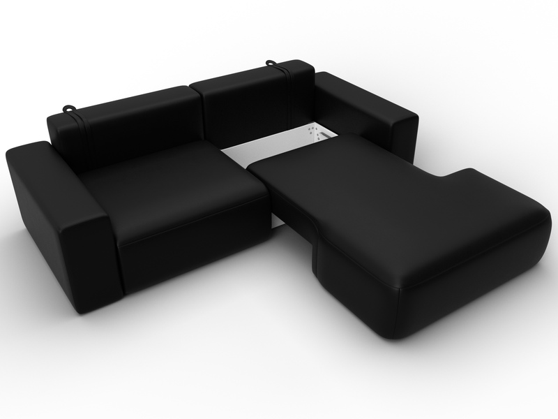 Диван угловой Лига-036 НПБ Классик правый угол, Экокожа, GRIFON 18 черный