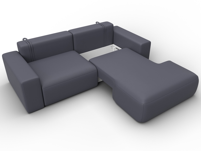 Диван угловой Лига-036 НПБ Классик правый угол, Экокожа, GRIFON 15 серый