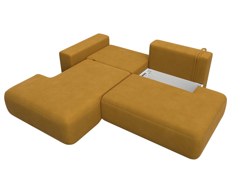 Диван угловой Лига-036 НПБ Модерн левый угол, Велюр, BRUT 10 желтый