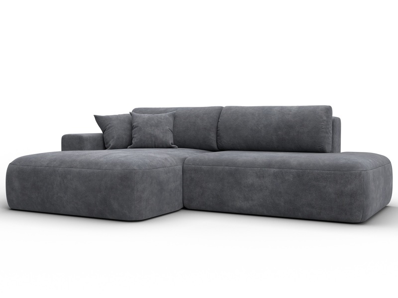 Диван угловой Лига-036 НПБ Модерн левый угол, Велюр, BRUT 16 темно-серый