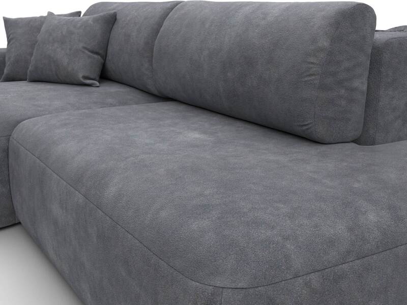 Диван угловой Лига-036 НПБ Модерн левый угол, Велюр, BRUT 16 темно-серый
