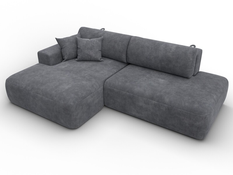 Диван угловой Лига-036 НПБ Модерн левый угол, Велюр, BRUT 16 темно-серый