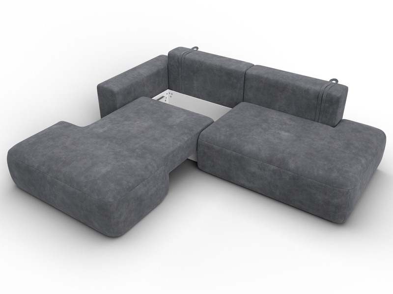 Диван угловой Лига-036 НПБ Модерн левый угол, Велюр, BRUT 16 темно-серый