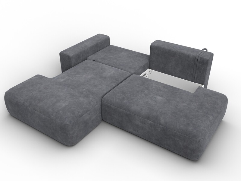 Диван угловой Лига-036 НПБ Модерн левый угол, Велюр, BRUT 16 темно-серый