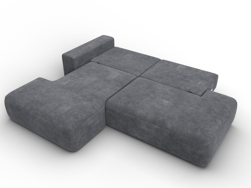 Диван угловой Лига-036 НПБ Модерн левый угол, Велюр, BRUT 16 темно-серый