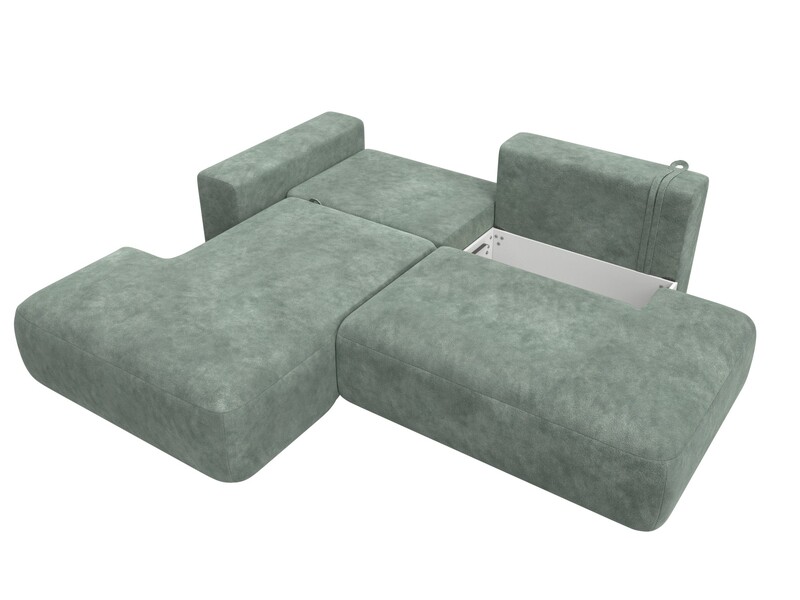 Диван угловой Лига-036 НПБ Модерн левый угол, Велюр, BRUT 08 зеленый
