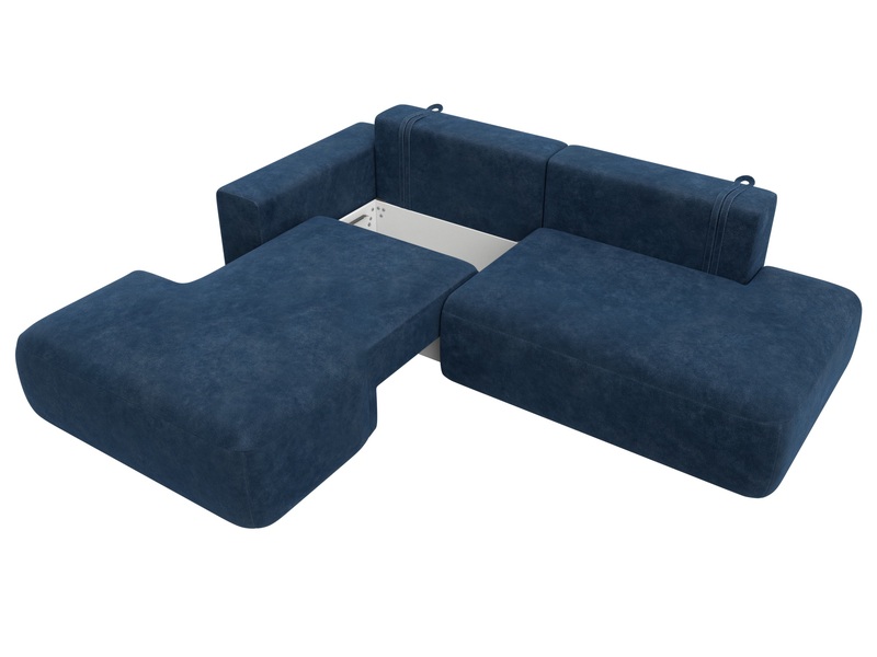 Диван угловой Лига-036 НПБ Модерн левый угол, Велюр, BRUT 11 синий