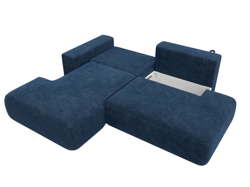 Диван угловой Лига-036 НПБ Модерн левый угол, Велюр, BRUT 11 синий
