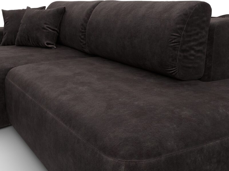 Диван угловой Лига-036 НПБ Модерн левый угол, Велюр, BRUT 17 коричневый
