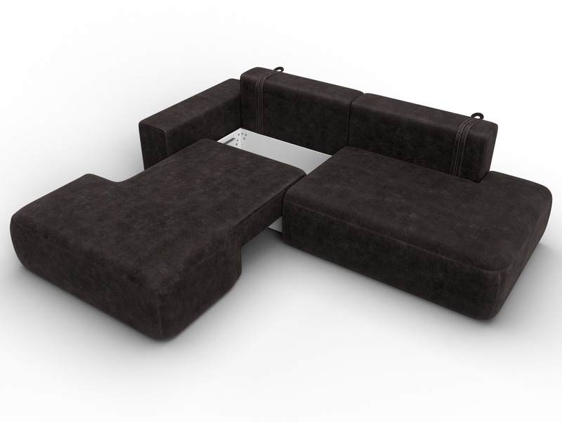 Диван угловой Лига-036 НПБ Модерн левый угол, Велюр, BRUT 17 коричневый