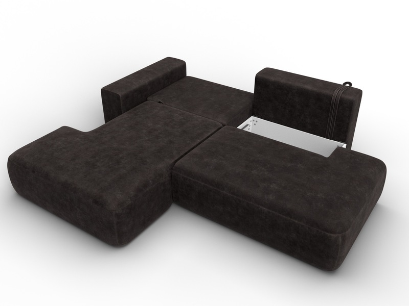 Диван угловой Лига-036 НПБ Модерн левый угол, Велюр, BRUT 17 коричневый