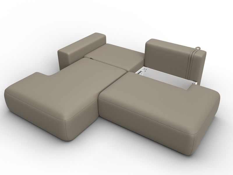 Диван угловой Лига-036 НПБ Модерн левый угол, Экокожа, GRIFON 04 бежевый