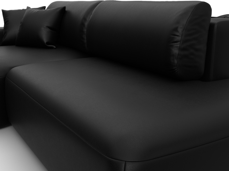 Диван угловой Лига-036 НПБ Модерн левый угол, Экокожа, GRIFON 18 черный