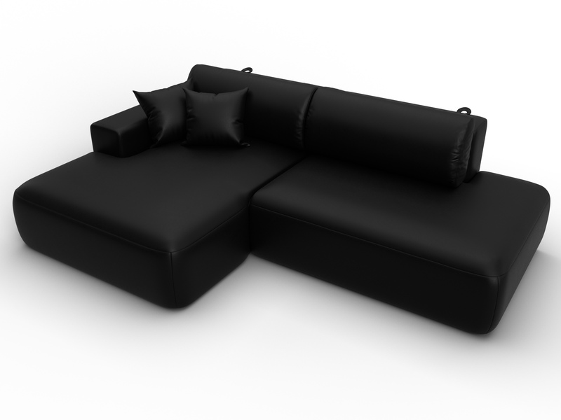 Диван угловой Лига-036 НПБ Модерн левый угол, Экокожа, GRIFON 18 черный