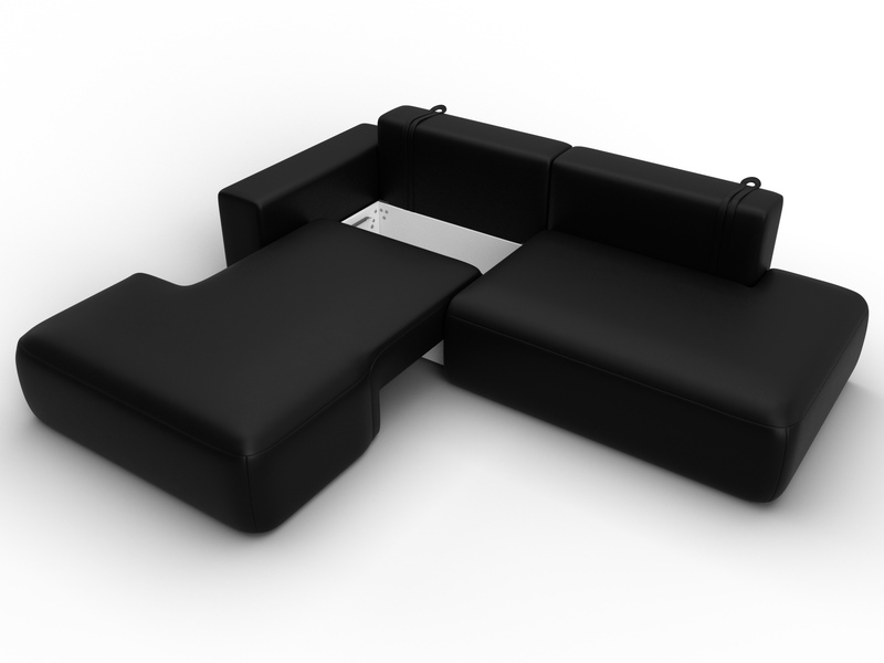 Диван угловой Лига-036 НПБ Модерн левый угол, Экокожа, GRIFON 18 черный