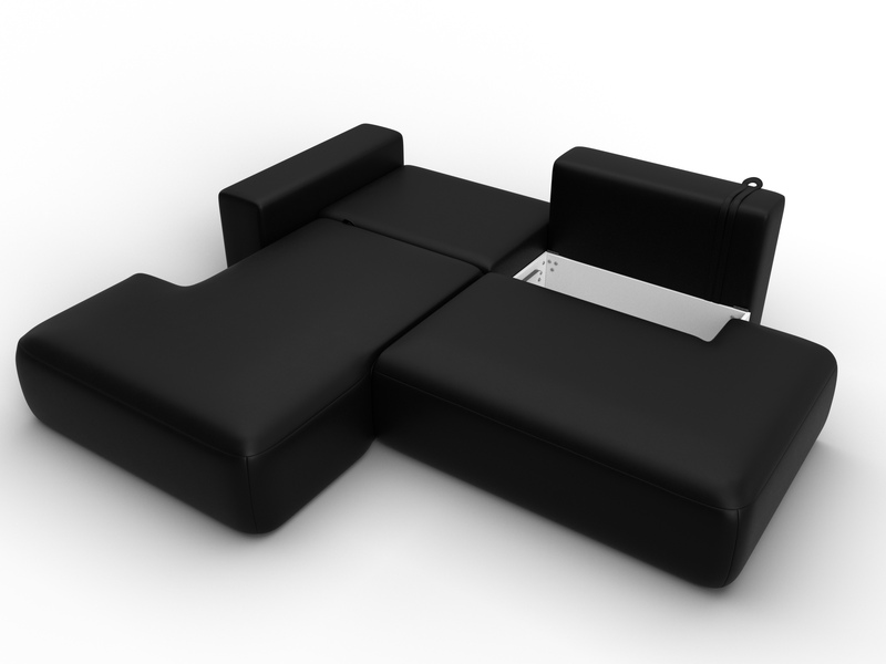 Диван угловой Лига-036 НПБ Модерн левый угол, Экокожа, GRIFON 18 черный