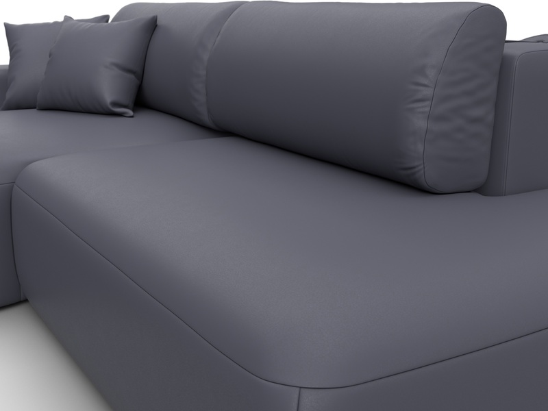 Диван угловой Лига-036 НПБ Модерн левый угол, Экокожа, GRIFON 15 серый