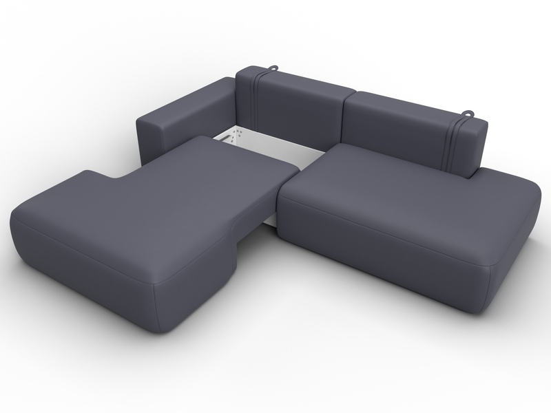 Диван угловой Лига-036 НПБ Модерн левый угол, Экокожа, GRIFON 15 серый