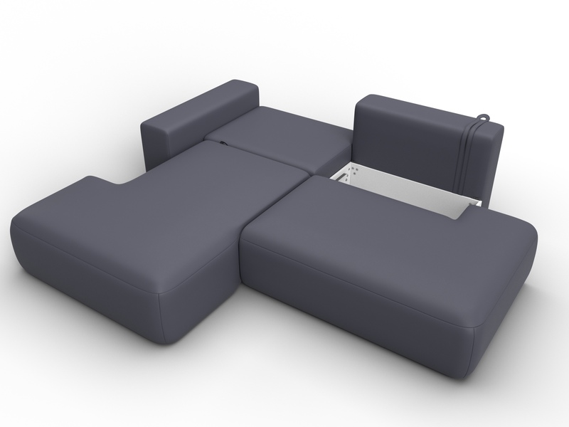 Диван угловой Лига-036 НПБ Модерн левый угол, Экокожа, GRIFON 15 серый