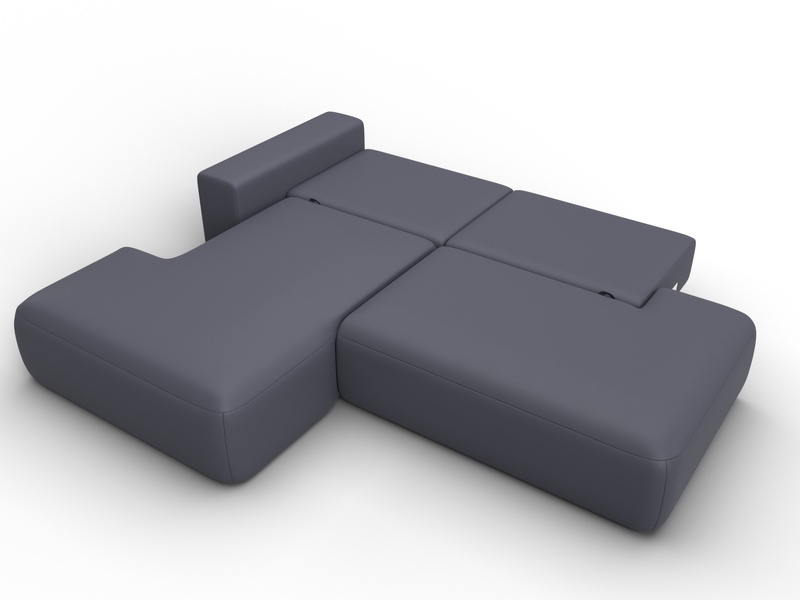 Диван угловой Лига-036 НПБ Модерн левый угол, Экокожа, GRIFON 15 серый