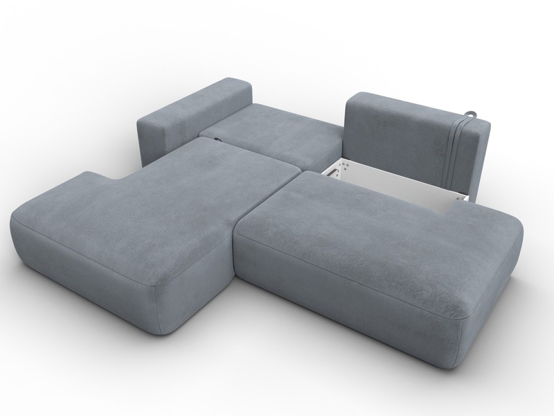 Диван угловой Лига-036 НПБ Модерн левый угол, Велюр, TOWER 10 серый